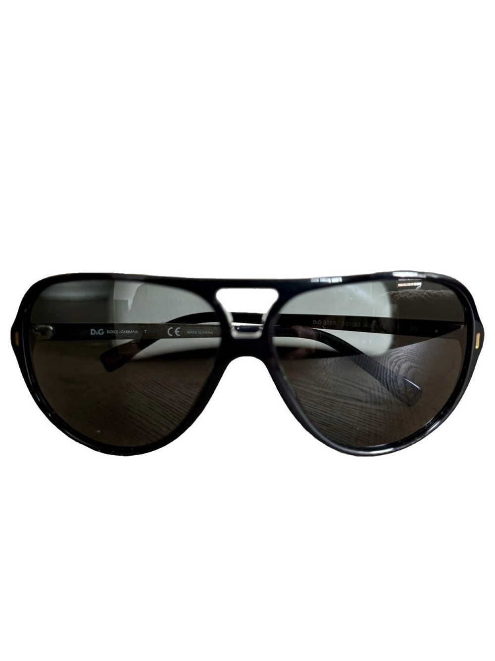 D&G Black Aviator Sunglasses with Dark Gray Lenses